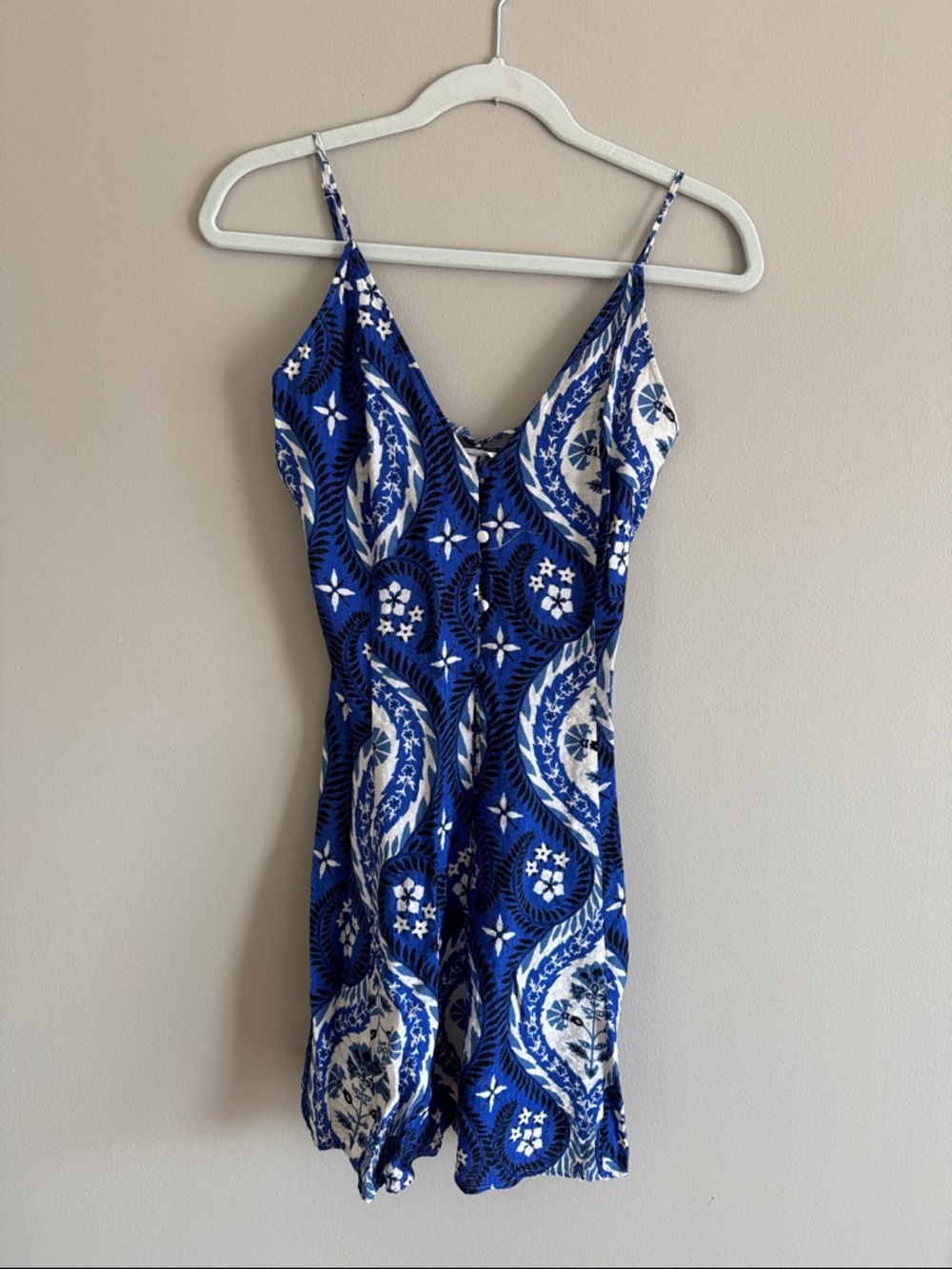 H&M Blue and White Paisley Mini Dress